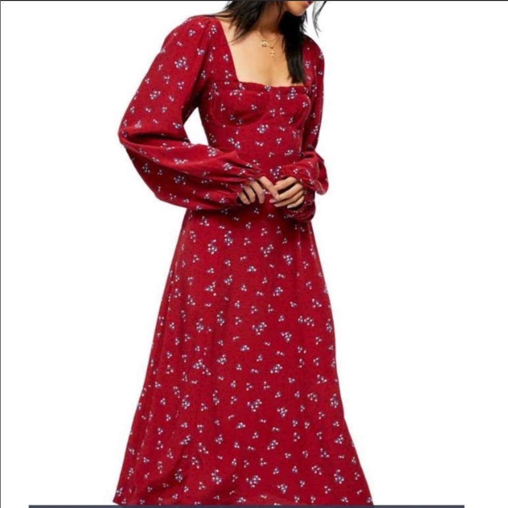NWT Free People Iris red floral midi dress, XL